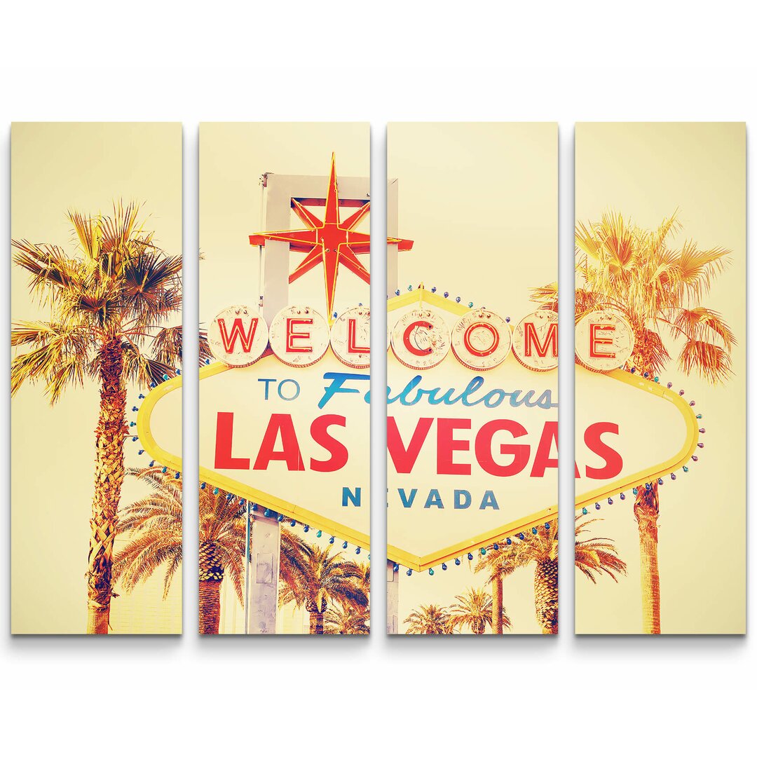 4-tlg. Leinwandbilder-Set Willkommen in Las Vegas Schild