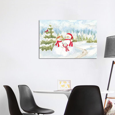 Snowman Wonderland - Family Scene 1 Piece Wall Art on Canvas