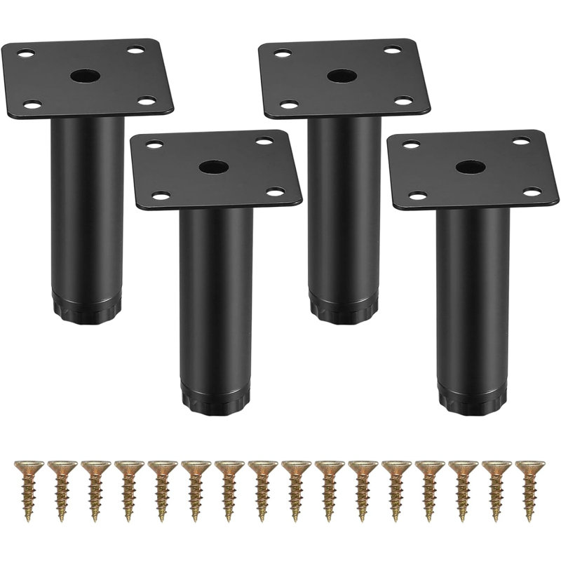 Ensemble de 4 pattes de meuble réglables en métal, pieds de support robustes pour canapé, chaise de bureau et tablettes, installation facile, design moderne