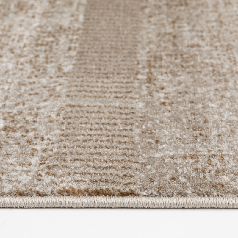 Bungalow Rose Puryear Beige/Orange Abstract Indoor Polypropylene Area Rug, Rectangle 4'11.1" x 7'6.6"