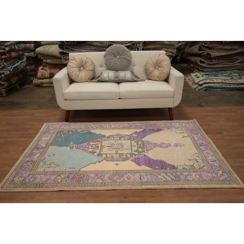 Tapis à motif géométrique en laine Oushak Medallion