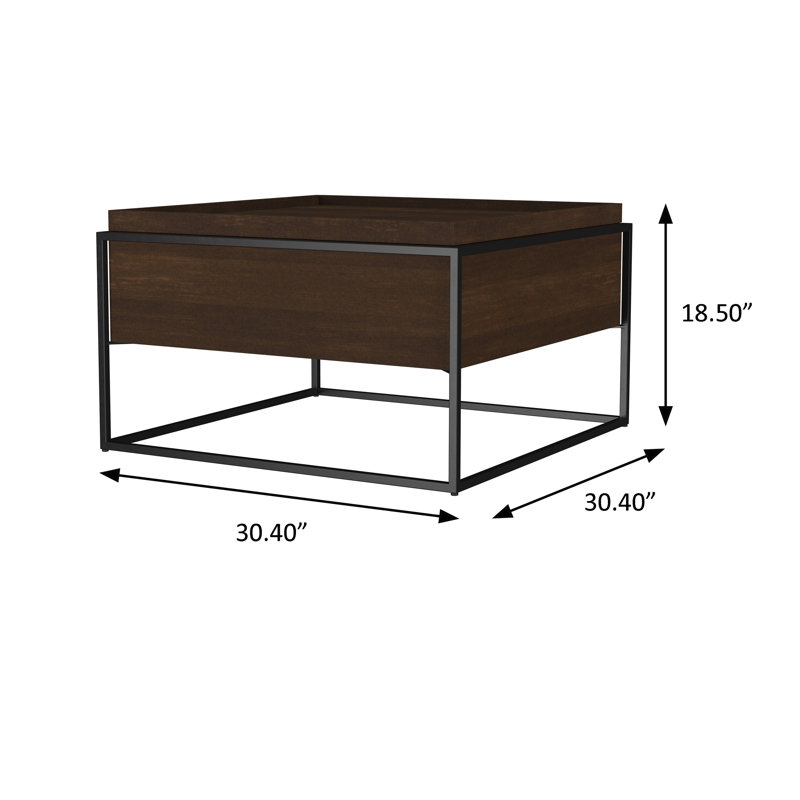 Table basse l 30,4 po rustique brun foncé