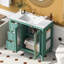 Meuble-lavabo de salle de bain avec 2 portes à fermeture douce et armoire de rangement moderne avec 3 tiroirs