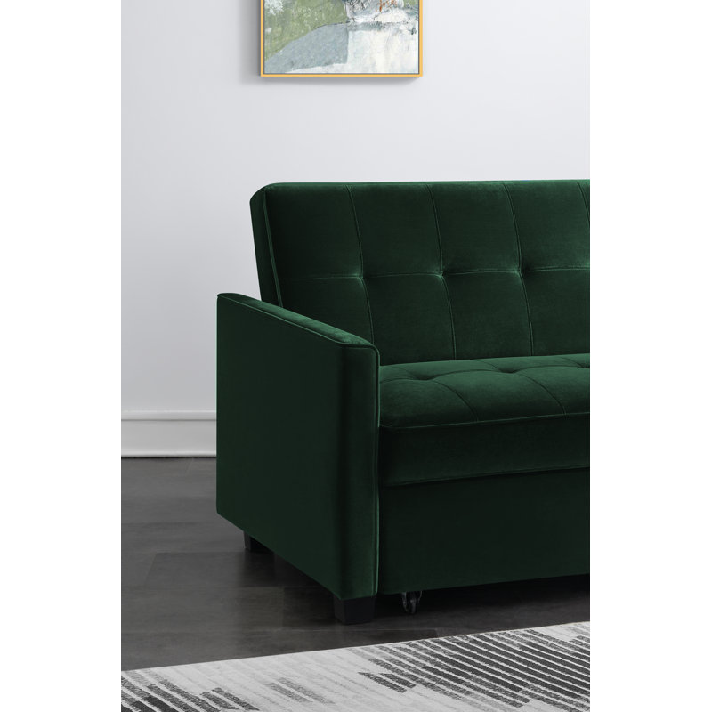 Thierry 2 Seater Sofa Bed, Hunter Green Velvet