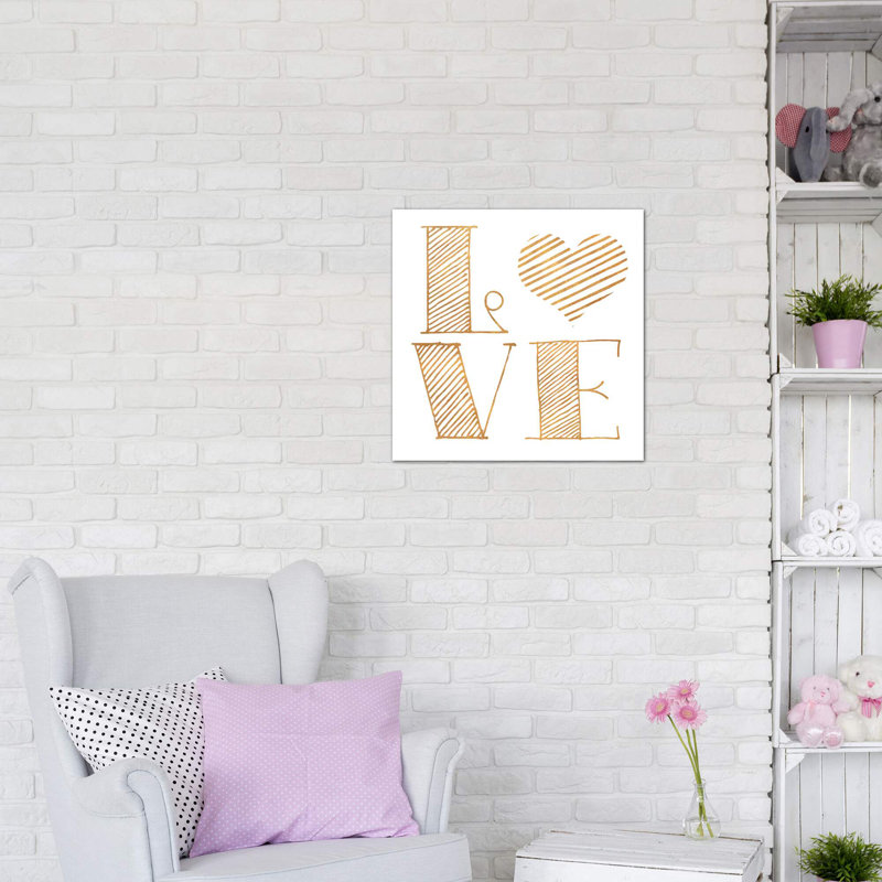 «Love Heart Gold» par SD graphiques Studio - impression d'art textuel, H 26 po x l 26 po x P 1,5 po, Toile tendue