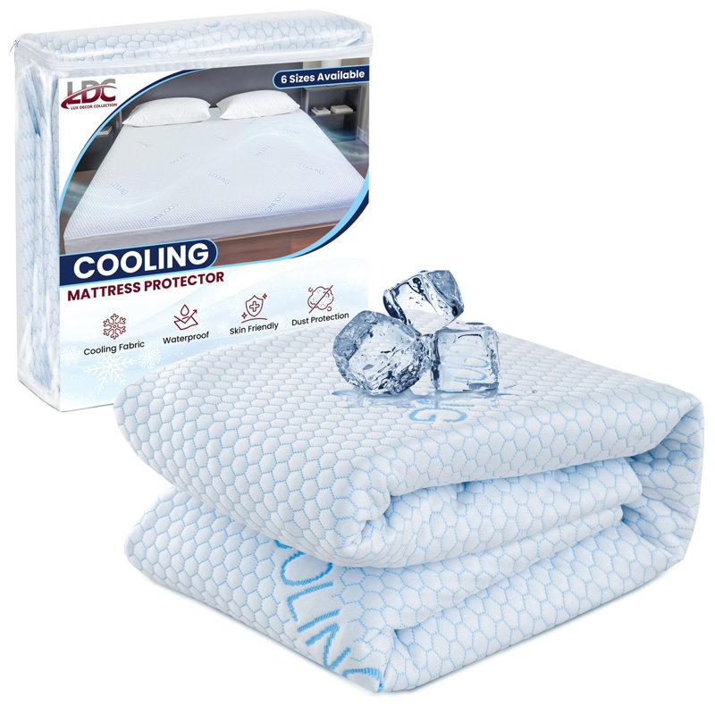 Waterproof Cooling Mattress Protector Hypoallergenic Fitted Cover Deep Pocket, Queen