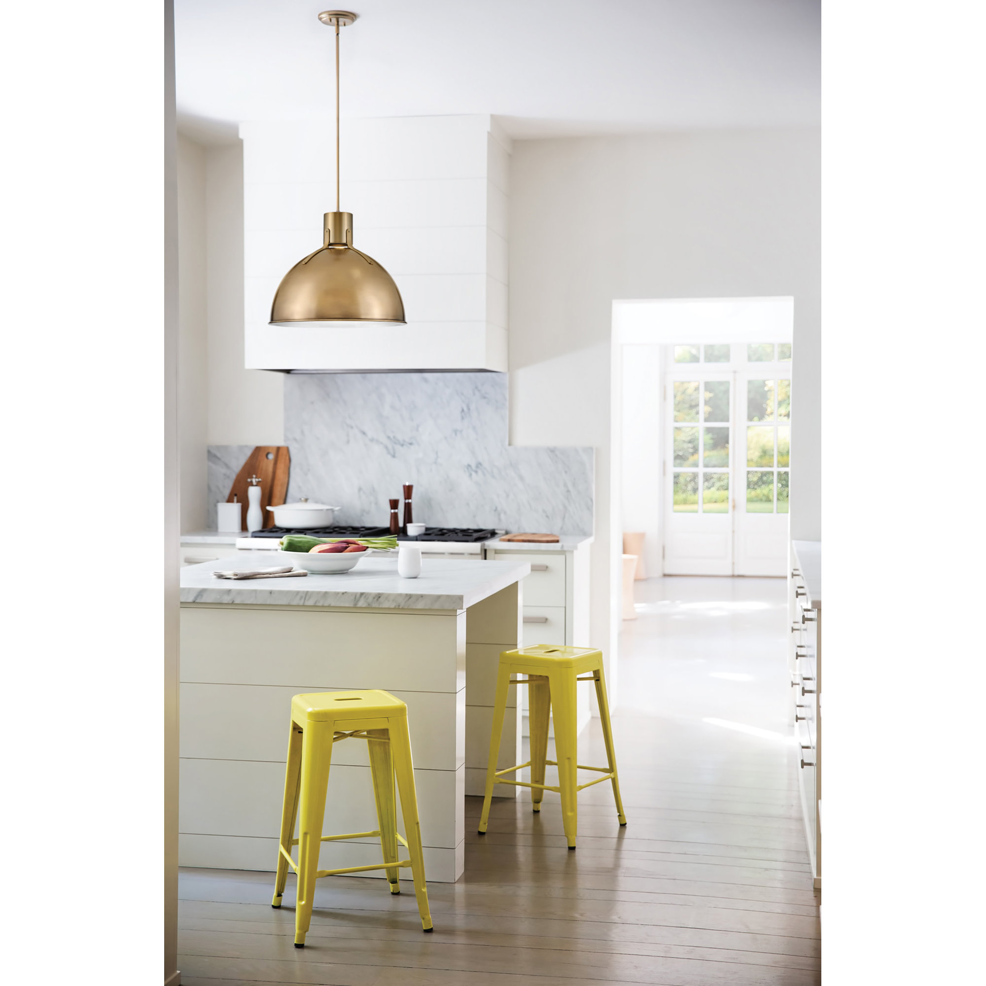 Clendon 1 - Light Single Dome Pendant, Heritage Brass, Heritage Brass, 17" H x 20" W x 20" D