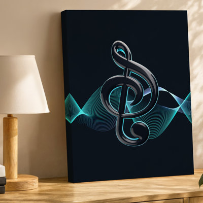 Canvas Create A Visually Striking Digital Artwork Featuring A Sleek Glossy Wall Art Treble Clef Symbol Prominently Displayed In The Canvas Wall Art