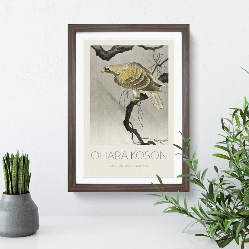 Eagle In The Tree by Ohara Koson - Single Picture Frame Print, Walnut Framed, 36cm H x 27cm W x 2cm D