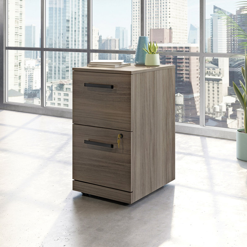 2-Drawer Mobile Pedestal, Brown finish