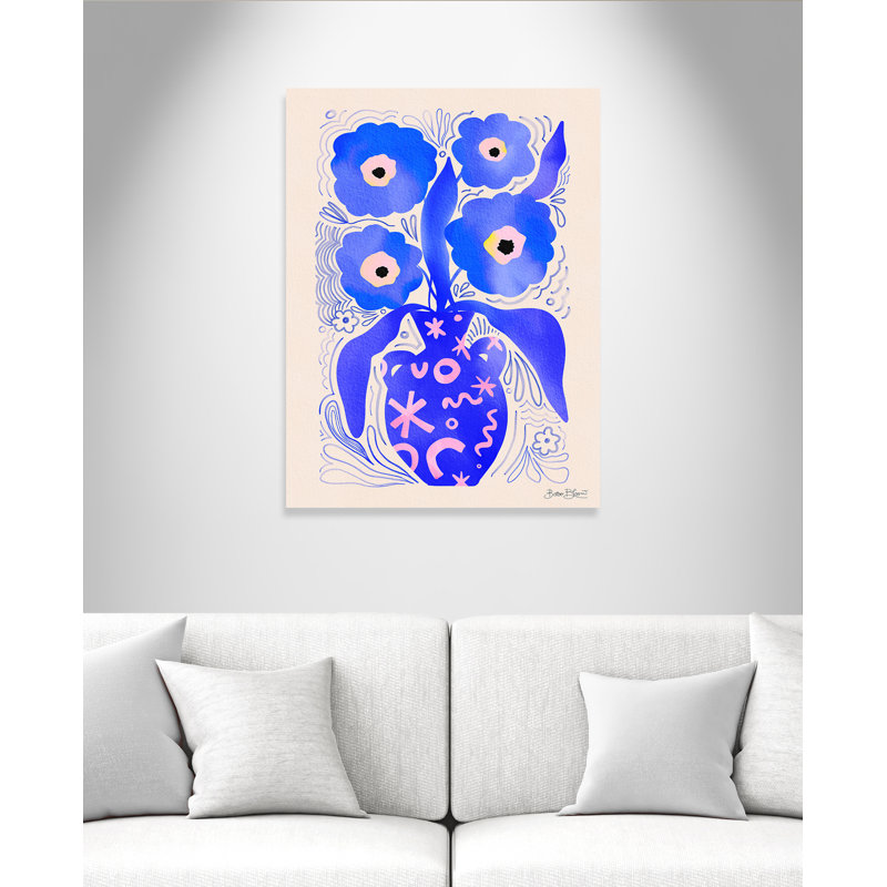 «Blue Flowers Matisse» par Bloom, L 36 po x H 48 po, Toile tendue, Sans cadre