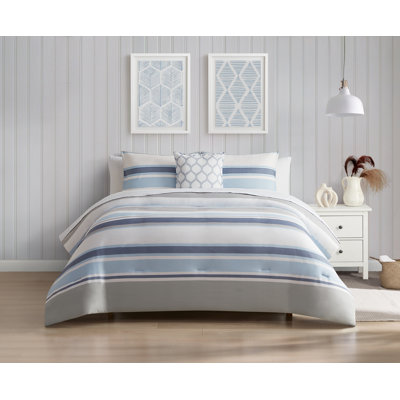 Dorian 8 Piece printed stripe comforter set with bed sheets