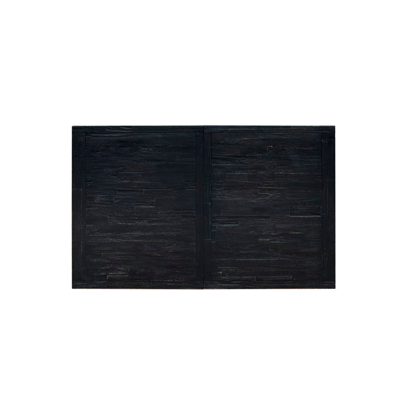 L'ensemble de salle à manger 7 pièces comprend une table de petit-déjeuner et 6 chaises rembourrées en tissu de polyester bleu marine avec dossier capitonné, 44 x 100 pouces, noir sablé
