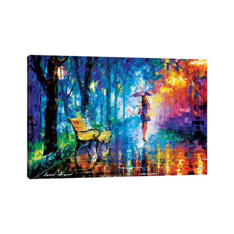 Misty Umbrella by Leonid Afremov - Painting on Canvas, Wrapped Canvas, 20.32 cm H x 30.48 cm W
