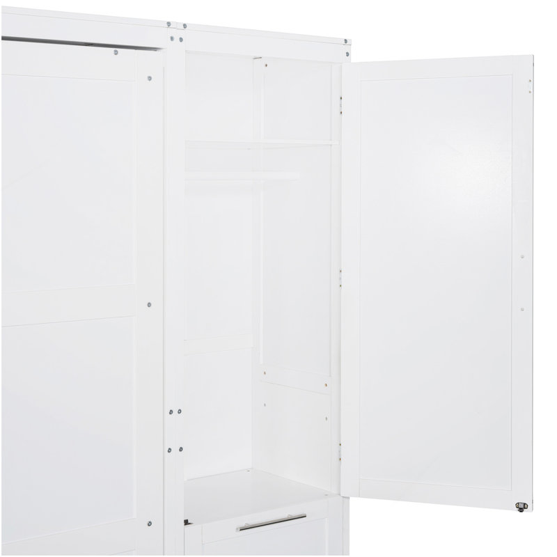 Grand lit escamotable mural avec placard, tiroirs et tablettes, grand lit (OLD SKU: LP000865AAK)