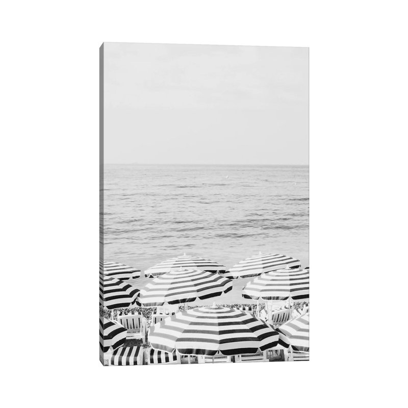 Riviera Umbrellas Black And White by Grace Digital Art Co - Wrapped Canvas Print, 66.04 cm H x 45.72 cm W x 1.91 cm D