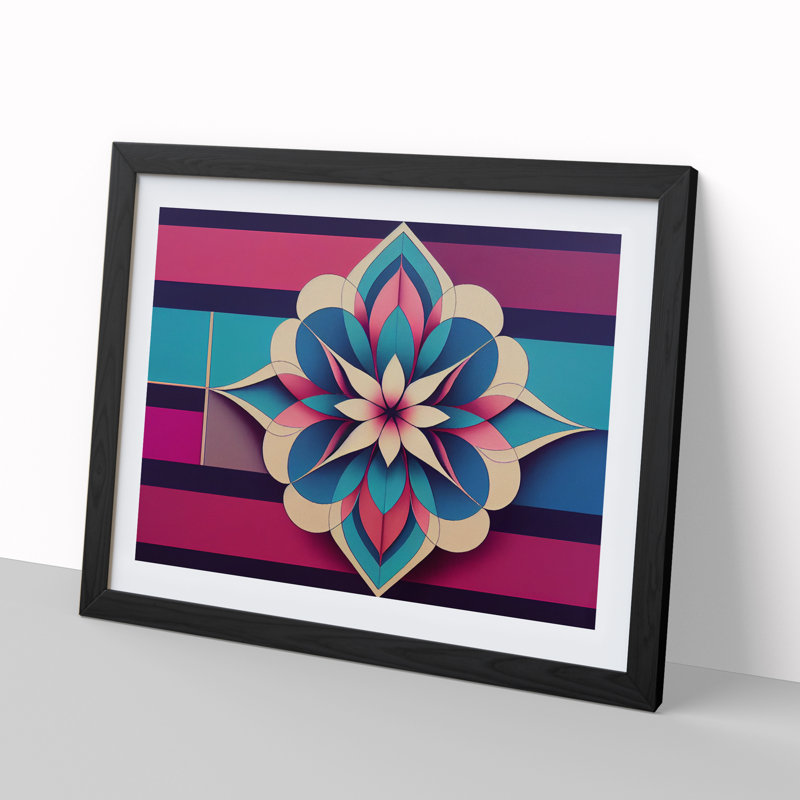 Awe Inspiring Modern Flower - Single Picture Frame Print, 46cm H x 64cm W x 2cm D, Black Framed