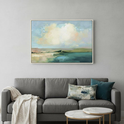 «Coastal Sky», toile blanche avec cadre flottant