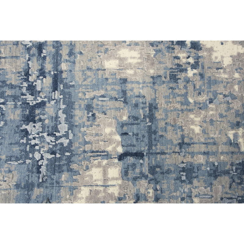 Tapis bleu/beige en laine Browder, Rectangle 8 pi x 10 pi