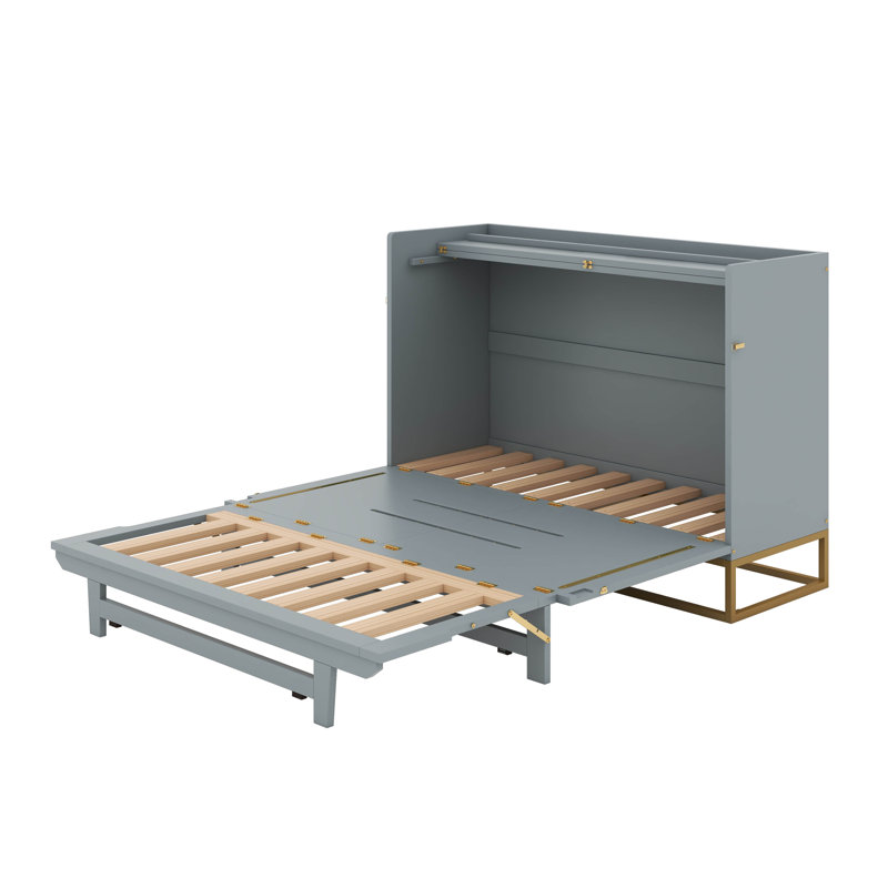 Grand lit escamotable avec pieds en fer, Gris