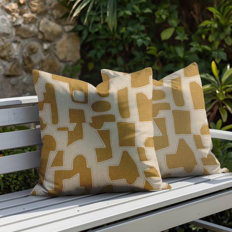 Coussin intérieur / extérieur réversible Jara, 16x16, Carmel
