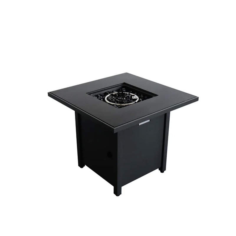 Grey 30" Fireplace With Heat - Rust- And Fire Pit Smoked Glass Lid Steel