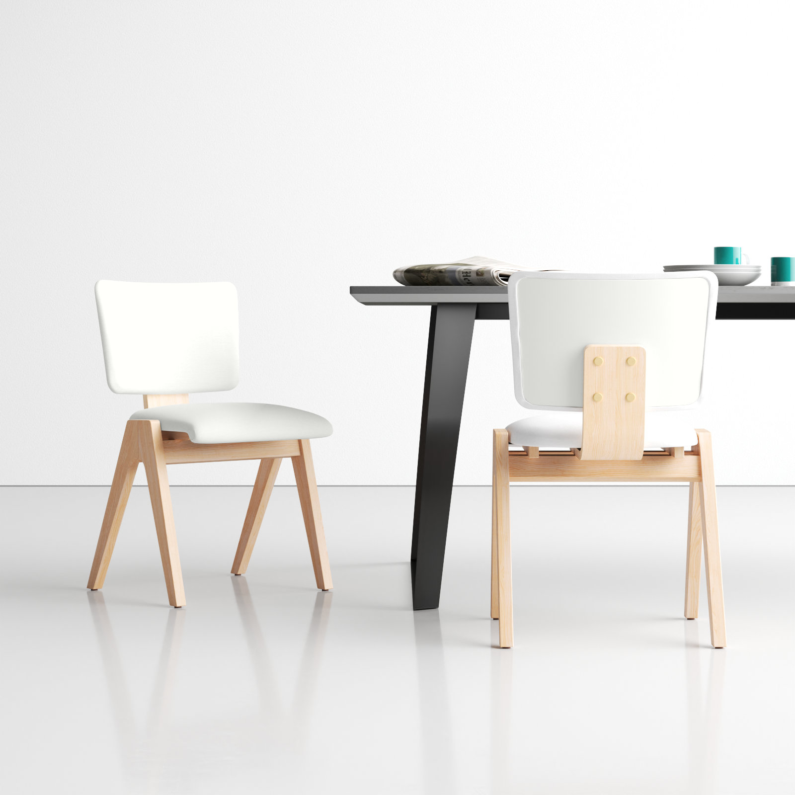 Ozzy Oak Armchair, Light Brown/White