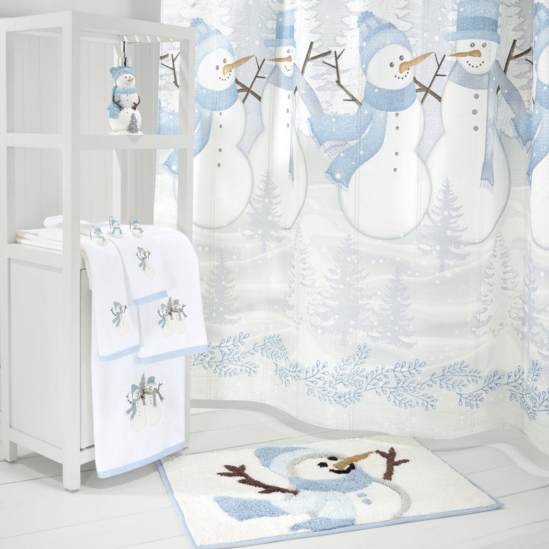 Frosty Friends Winter Scene Fabric Shower Curtain, 72" x 72"