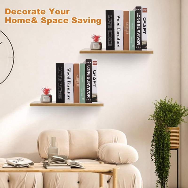Ragiu 4 Piece Floating Shelf, 40cm x 15cm x 1.6cm, Brown