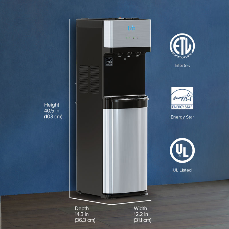 Brio Free Standing Bottom Loading Electric Filtered Water Dispenser, Stainless Steel
