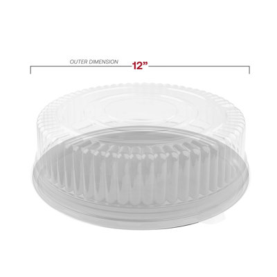 Plateaux ronds en plastique noir de 30 cm avec couvercles - 25 unités