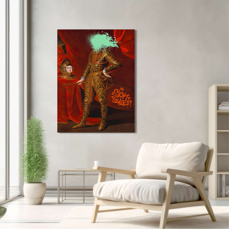 Pop And Funny Portraits Of Ladies And Knights, In Parade Armor by Eric Chestier - Wrapped Canvas Print, 80cm H x 60cm W