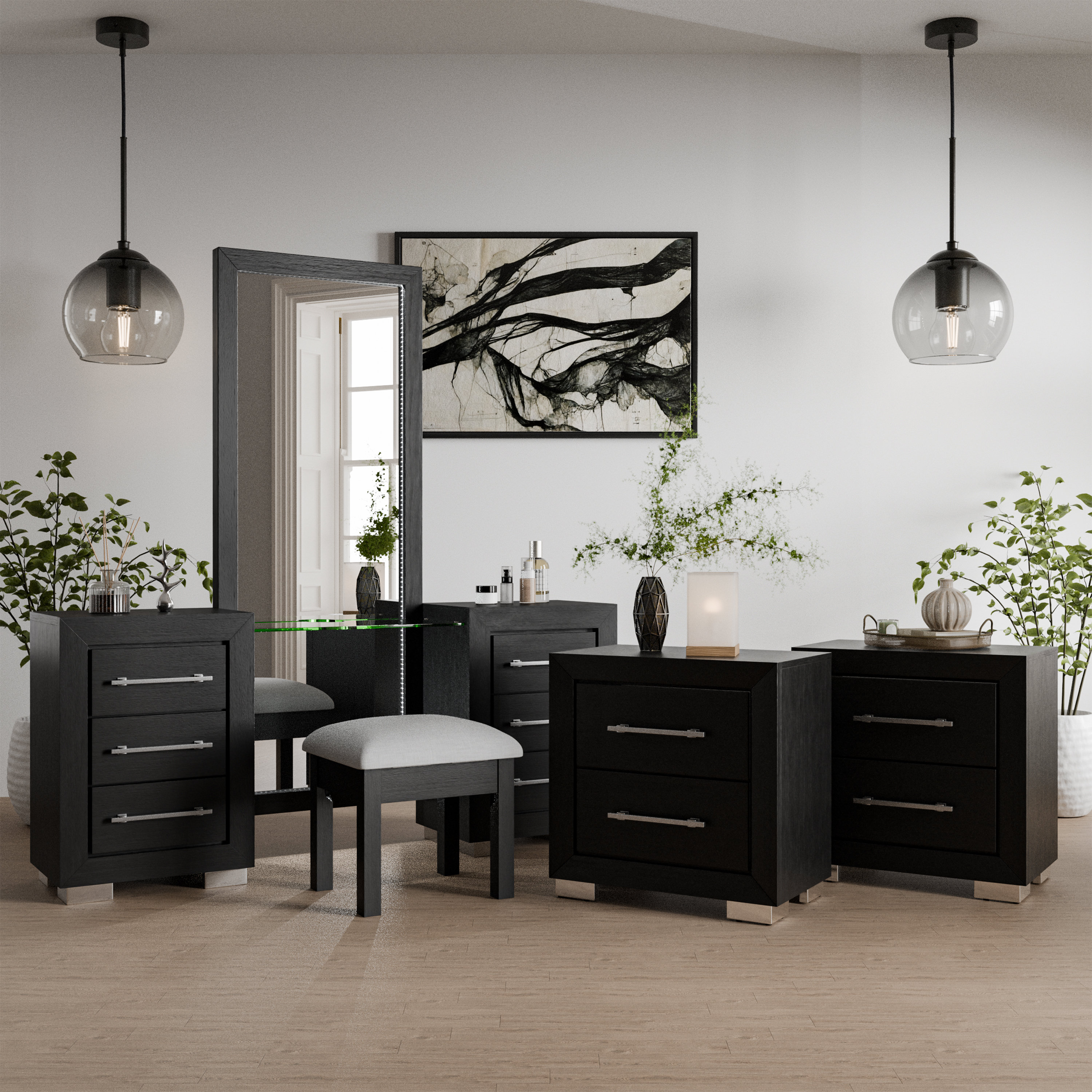 Lark Manor™ Belleterre 3-Piece Makeup Vanity Set With Nightstand | Wayfair