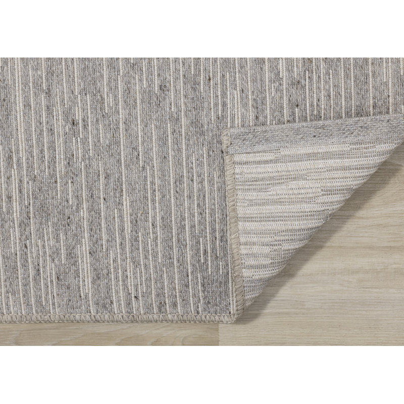 Emerfield Gray Stripes Wool Area Rug, Rectangle 2'0" x 3'7"