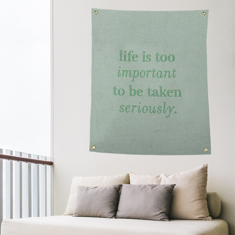 Tapisserie de levity et citation en polyester, H 59 pi x l 50 po, Vert