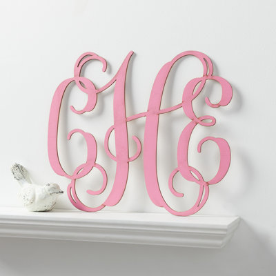 «Monogram», plaque de bois avec initiales personnalisées, découpée au laser en bois rose | Un souvenir unique | Fun Room Dcor pour les filles | 14 po