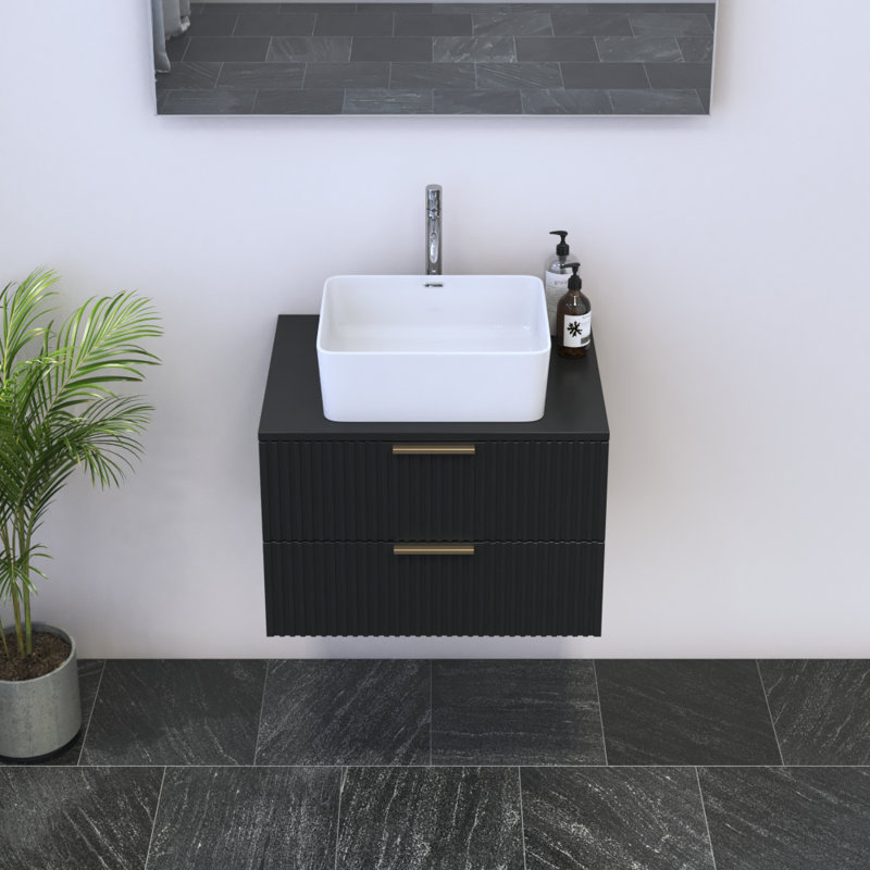Meuble-lavabo noir 23,6 po Madera, Noir