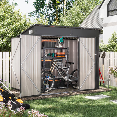 7 ft. 8 in. W x 4 ft. 3 in. D Metal Lean-To Storage Shed
