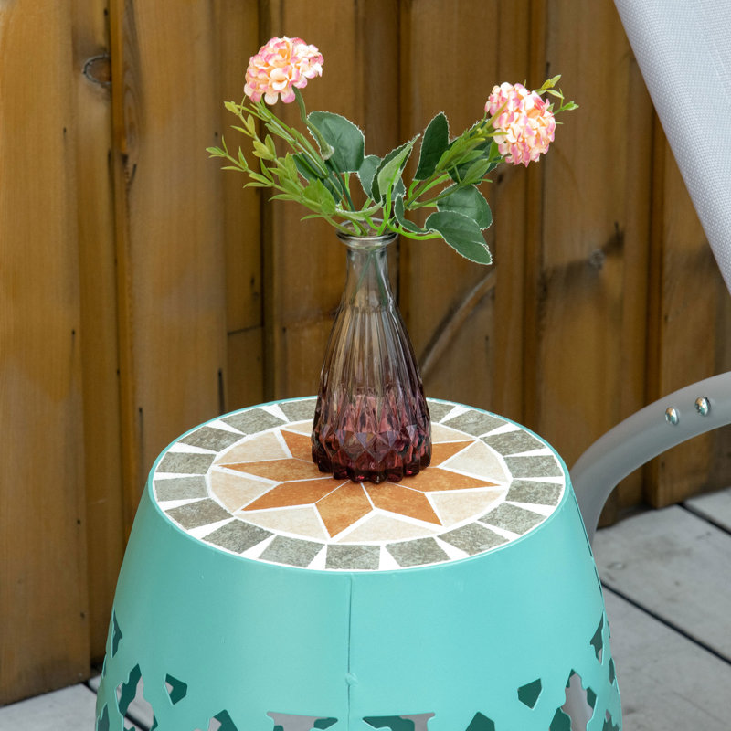 Table d'appoint de patio de 30 cm, mosaïque bleue décorative pour jardin, support pour plantes d'extérieur - Table d'appoint stable et décorative bleue, repose-pieds, support attrayant