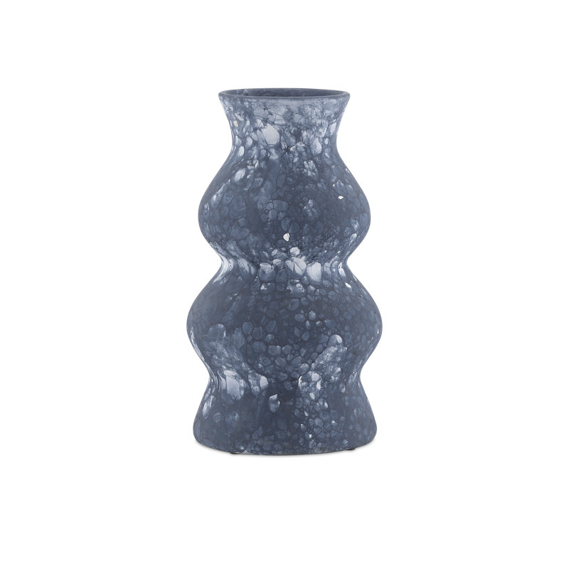 Phonecian Handmade Terracotta Table Vase, 16" H x 9" W x 9" D, Navy/White