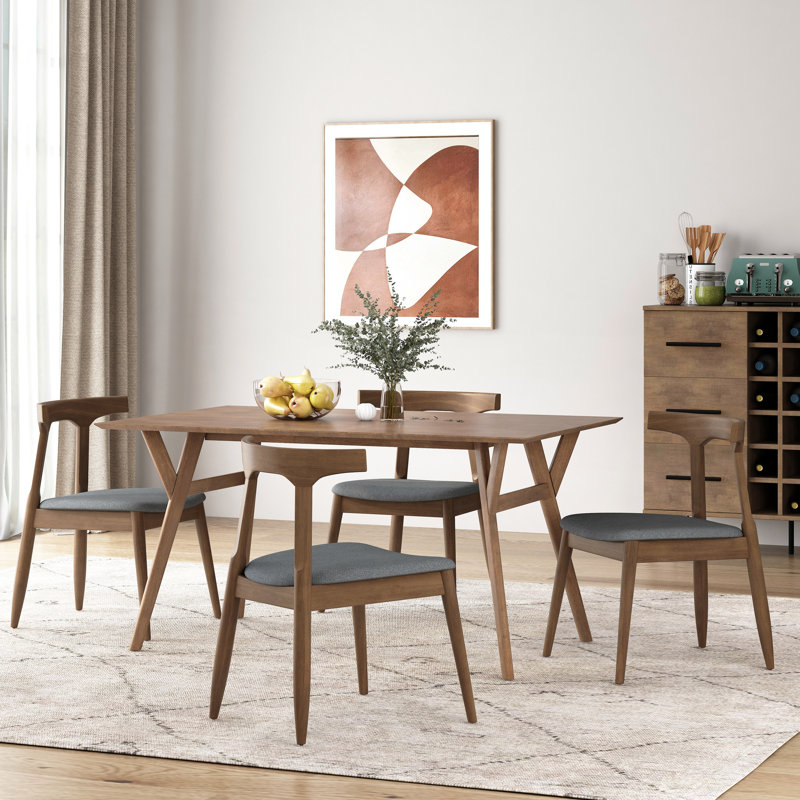 Casaleggio Fabric And Rubberwood Dining Chairs, Gray