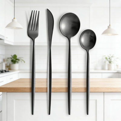 Ensemble de coutellerie en acier inoxydable 18/10 de qualité supérieure - Ensemble de 20 cuillères à fourchette robuste avec couteaux à steak et ustensiles à dessert pour une cuisine raffinée