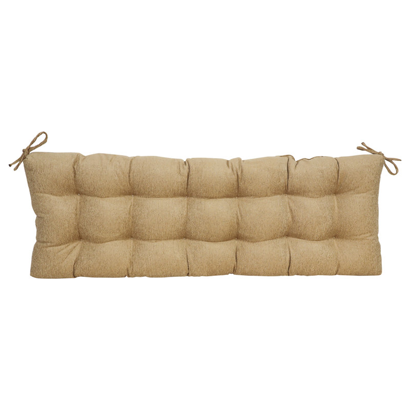 Coussin de banc capitonné en jacquard chenille, L 60 po x P 19 po, Brun clair; couleur unie dorée