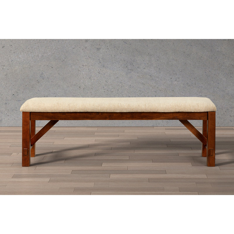 Veliz Polyester Upholstered Bench, Walnut/Beige