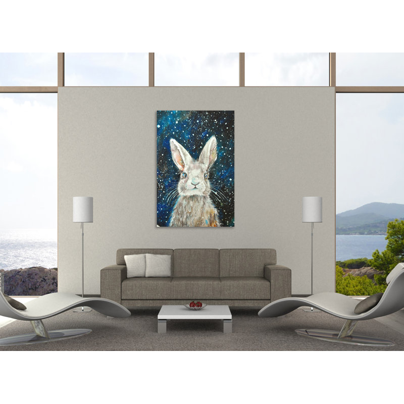 "Rabbit", toile tendue par Emma Catherine Debs, H 60 po x l 40 po x P 1,5 po