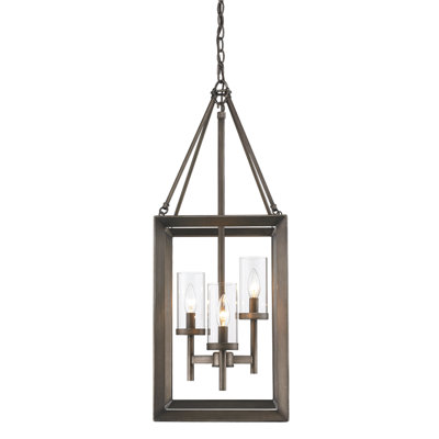 Averee 3 - Light Steel Dimmable Lantern Tiered Chandelier