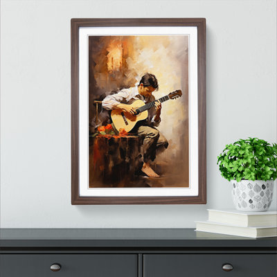 XYZ-FRM-V1223-1755 Acoustic Guitar Impressionism No.2 - Single Picture Frame Print on Wood