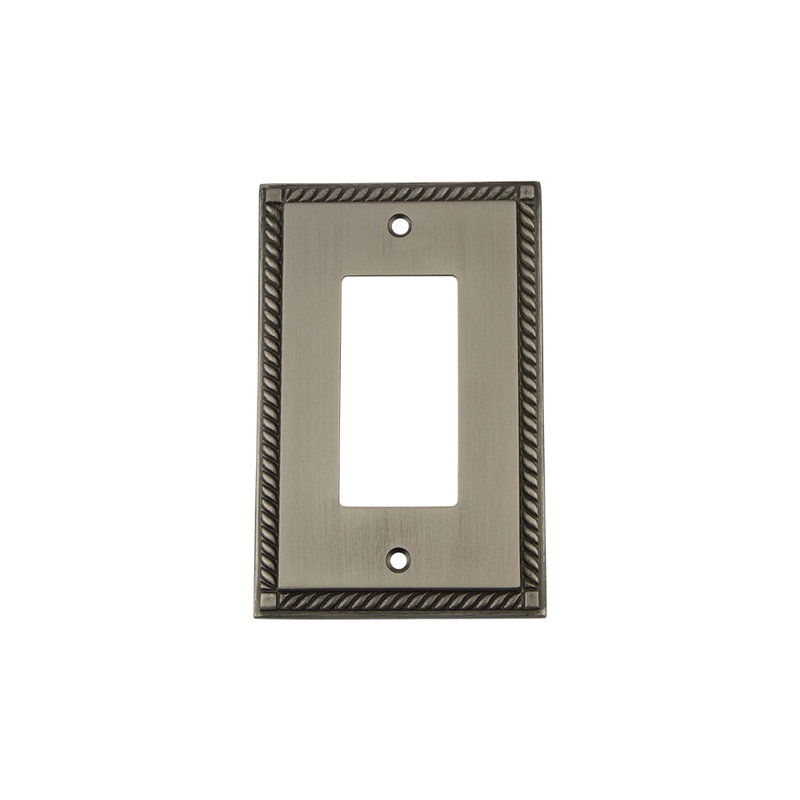 Rope 1-Gang Rocker Wall Plate, Antique Pewter