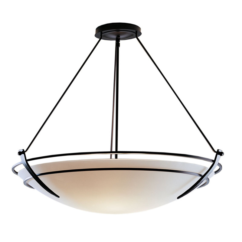 Tryne Semi Flush Mount, Black, Opal, 23.7" H x 28.6" W x 28.6" D