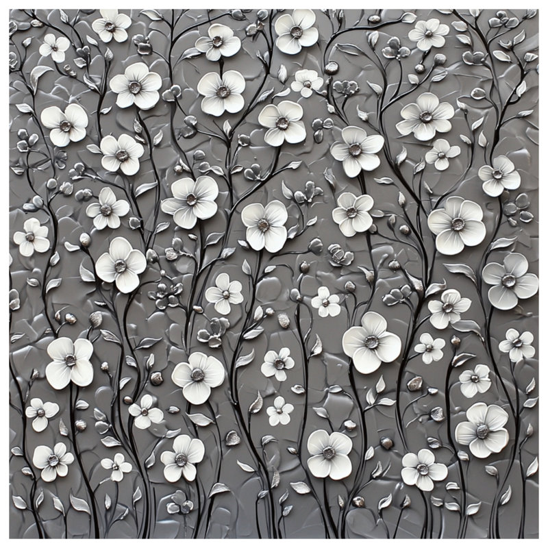 Édredon blanc à motif floral en relief, Simple extra long